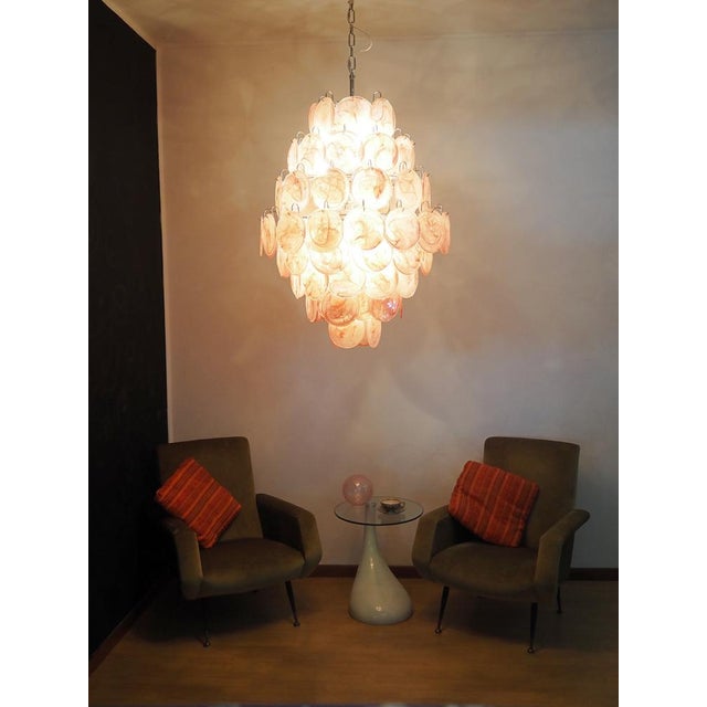 Large Vintage Italian Murano Chandelier with Pink Alabaster Disks, 1990s For Sale - Image 6 of 18