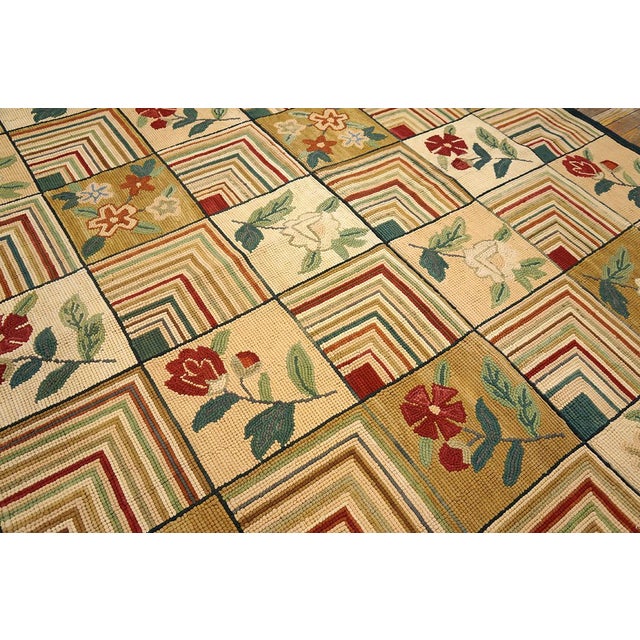 2000s Multicolor Floral Folk Art Modern Contemporary American Hooked Rug 8' X 10' Handwoven Wool Carpet For Sale - Image 4 of 6