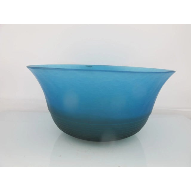 Glass Large Italian Murano Blue Art Glass Bowl by VeArt For Sale - Image 7 of 7