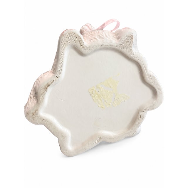 Postmodern Vintage 1990s White Ceramic Bunny Rabbit Planter With Removable Pink Ribbons For Sale - Image 3 of 4