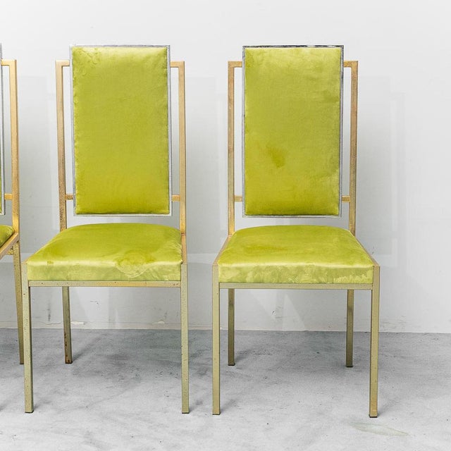 1970s Vintage Chairs in Silver and Gold Metal, 1970s, Set of 4 For Sale - Image 5 of 12