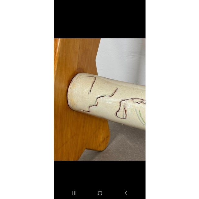 1950s Vintage Wooden Console Table with Ceramic by Vittorio Dassi for Dassi Mobili Moderni, 1950s For Sale - Image 5 of 7