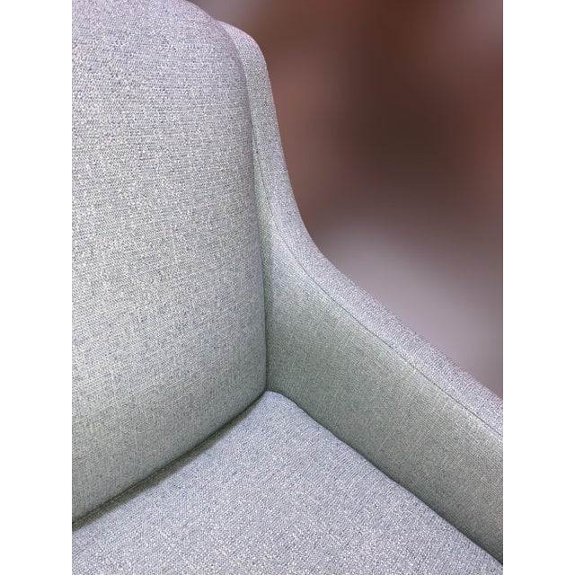 C. R. Laine Kendrick Swivel Chair 545-05sw Upholstered in a Soft, Neutral Toned Thibaut Everly Spa Blue Fabric For Sale - Image 12 of 18