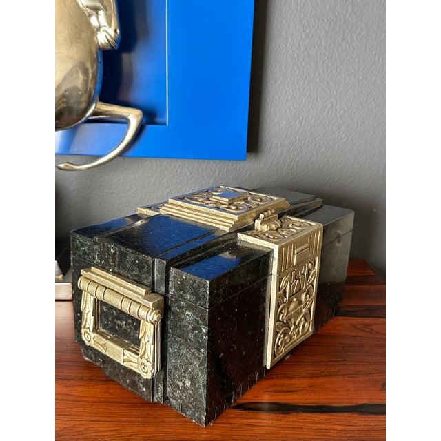 1980s Maitland Smith Attributed Art Deco Granite Box For Sale - Image 11 of 12