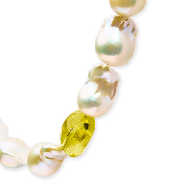 14K Yellow Gold Citrine, Amethyst, and Baroque Pearl Strand Necklace - 18" Inches For Sale - Image 4 of 5