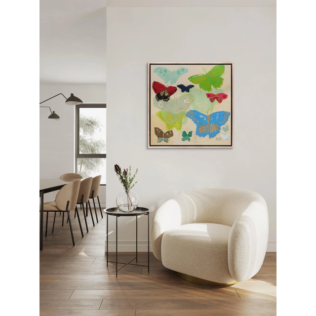 Contemporary Butterflies I by Hope Olson in Natural Wood Frame, XL Art Print on Canvas For Sale - Image 3 of 3