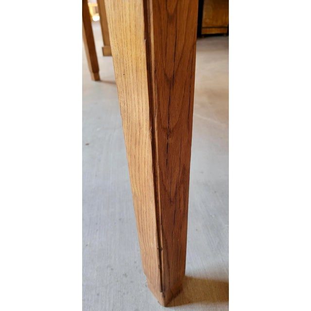 Wood Vintage Double Sided Oak Partners Desk / Table With 4 Drawers From England - Circa 1940 For Sale - Image 7 of 13