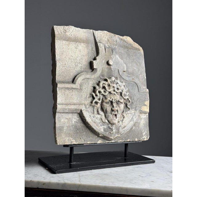Gray Carved Stone Fragment Medusa, 18th Century For Sale - Image 8 of 14
