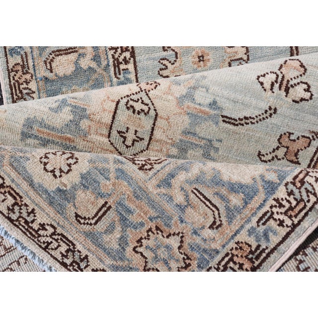 Hand-Knotted Tabriz Style in Light Blue Runner by Keivan Woven Arts, 3' X 17'8" For Sale - Image 13 of 14