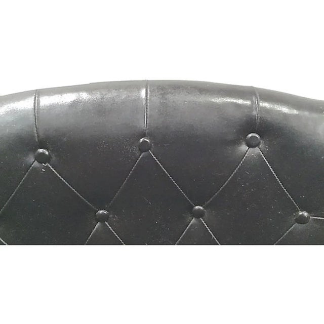 Black Vintage Mid CenturyTufted Leather Bergère For Sale - Image 8 of 10
