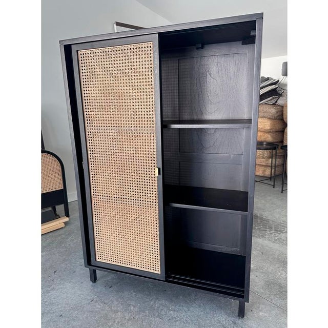 Black Ash / Cane Children's Wardrobe For Sale - Image 4 of 5