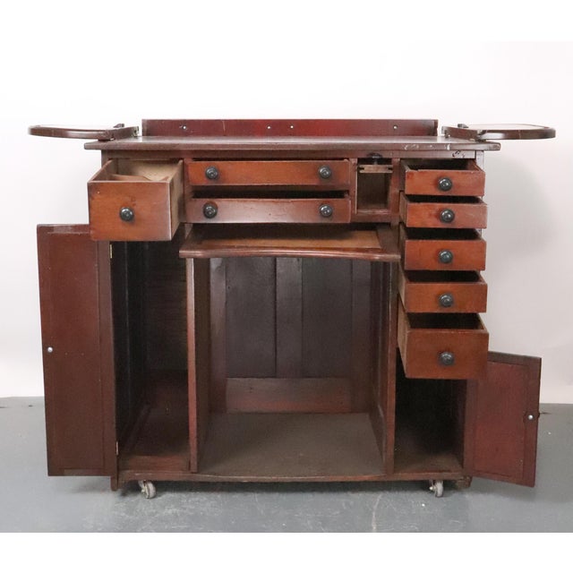 Early 20th Century Antique Roll Top Watchmaker's Workbench on Casters For Sale - Image 5 of 15
