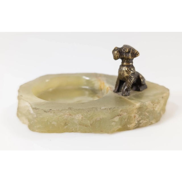 Early 20th Century Art Deco Style Onyx Stone Ashtray With Brass Scotty Dog For Sale - Image 4 of 9