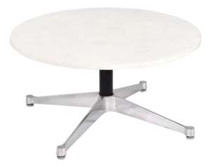 Eames for Herman Miller Round White Marble Coffee Table on Aluminum Base
