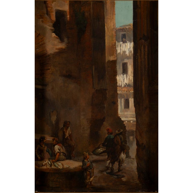 François Bonnet, Fish Market Scene, 1800s, Oil on Canvas For Sale - Image 14 of 14