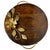 1990s Handcrafted Round Wood Serving Tray With Handles | 12 Inch Floral Metal Inlay Platter | Rustic Coffee Table Decor | Housewarming Gift Item For Sale - Image 5 of 5