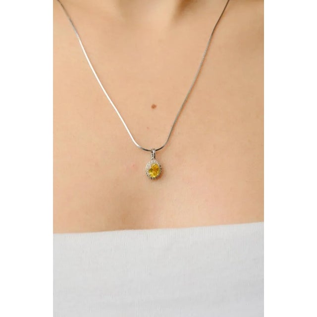 Art Deco 18k Gold Jewelry Set in Yellow Sapphire Diamond Pendant and Ring Size 7- 2 Pieces For Sale - Image 3 of 16