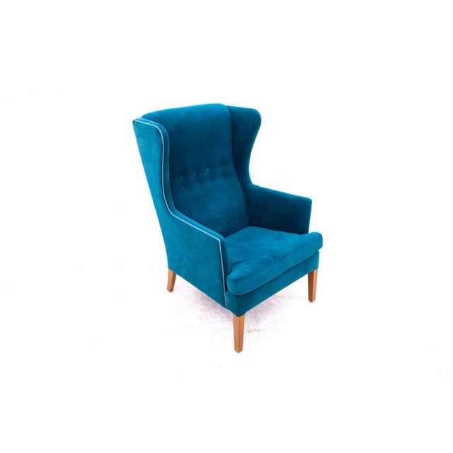 Set of 20th Century Wingback Armchair with Ottoman, Denmark, 1950s For Sale - Image 6 of 16