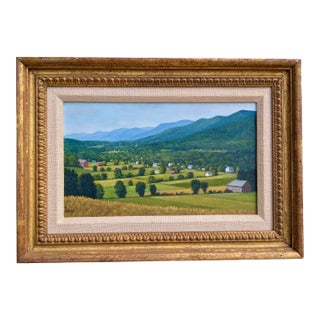 Framed Arthur Jones Vermont Oil Painting Lush Valley 13.5"x9.5" For Sale