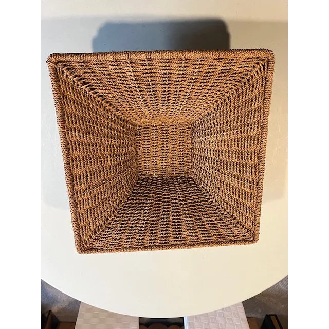 Set of 3 Square Vintage Natural Woven Seagrass Baskets For Sale - Image 9 of 12