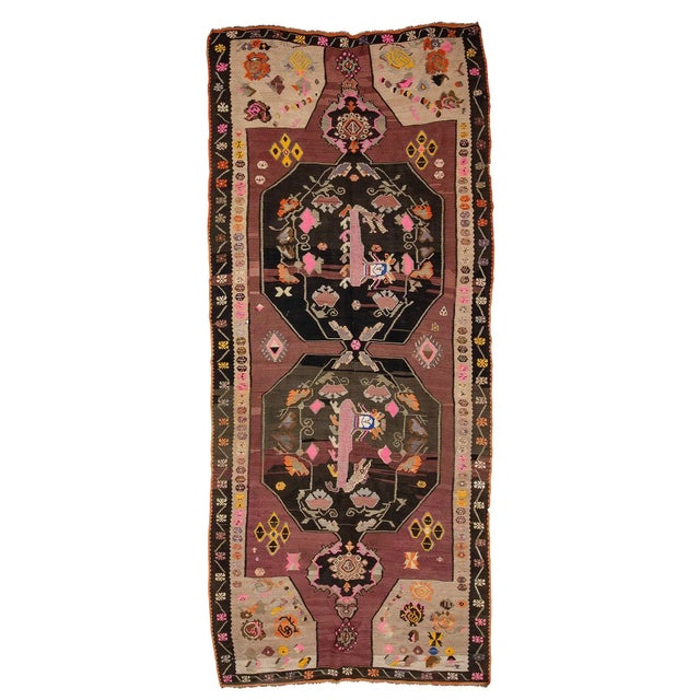 Textile Vintage Turkish Kilim Rug For Sale - Image 7 of 7