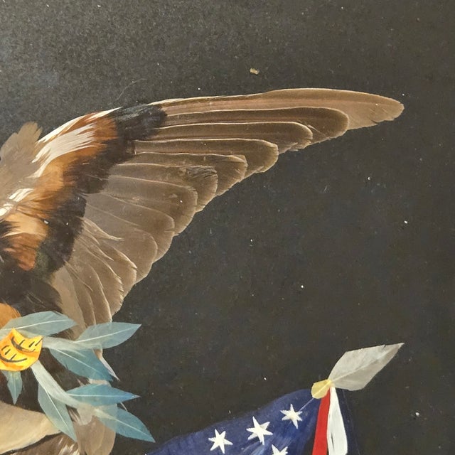 Antique Victorian Feather Art American Federal Patriotic Eagle & Flag Untouched Estate Condition C. 1880-1900 For Sale - Image 10 of 18