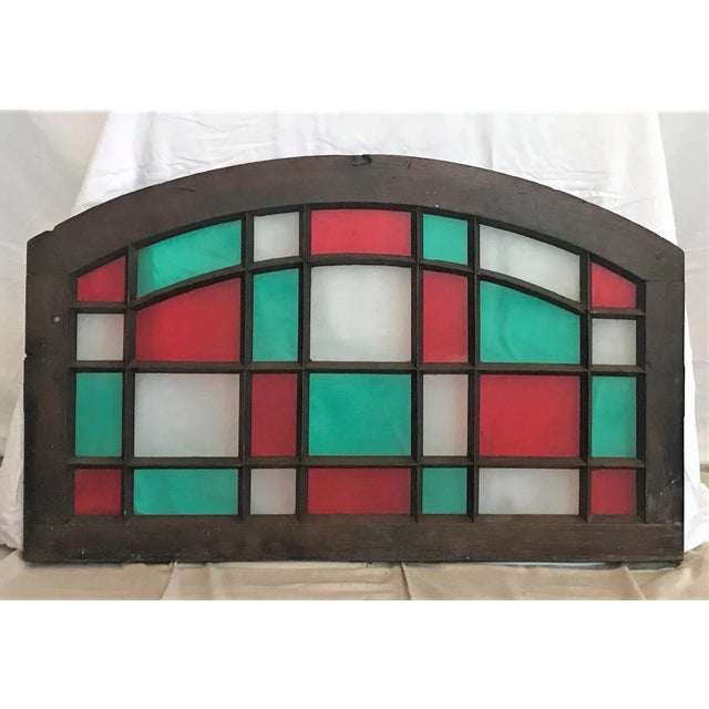 American 19th Century Arched Stained Glass Window For Sale - Image 3 of 3