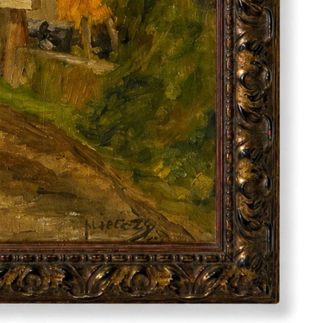 Portuguese School Artist, Landscape, 1947, Oil on Canvas For Sale - Image 5 of 6