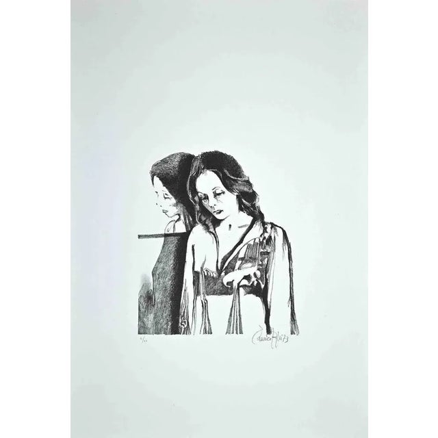 The Woman is an original lithograph on paper, realized by the Italian artist Enrico Borghi. In good condition. Hand-...