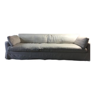 Restoration Hardware Belgian Linen Slope Arm Sofa For Sale