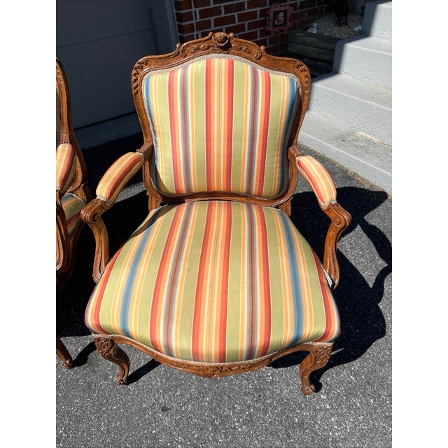 Pair of Carved Oak French Louis XV Styled Fauteuils by Don Ruseau, 1960s For Sale - Image 9 of 12