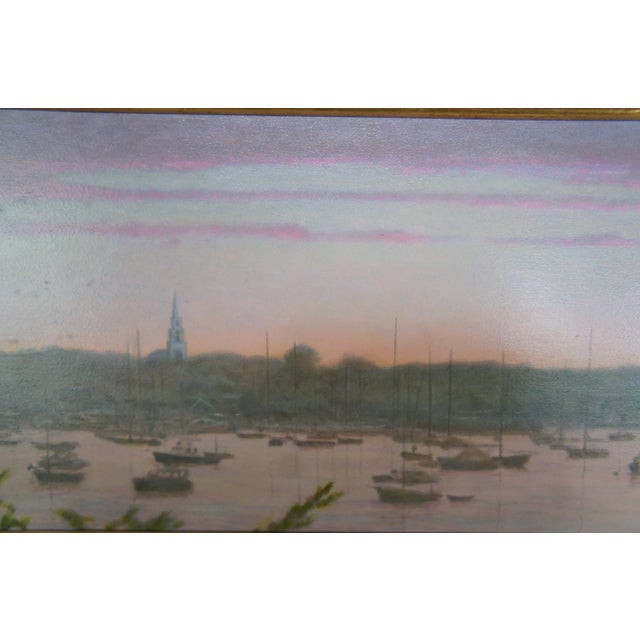 1994 Peter Quidley Monomoy Nantucket Martime Harbor Sunset Oil Painting For Sale - Image 9 of 13