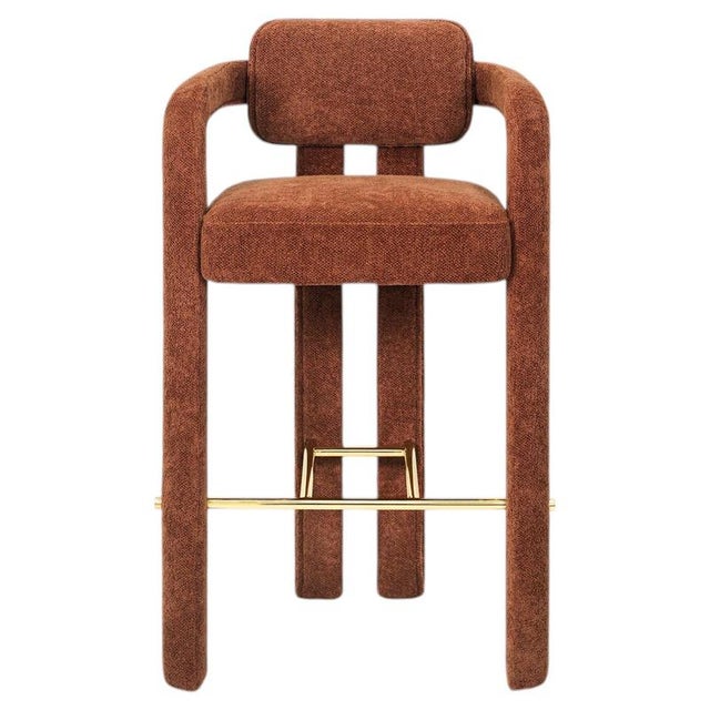 Double Arch Bar Stool in Brass and Drau Ref. 5 Upholstery by Insidherland For Sale - Image 11 of 11