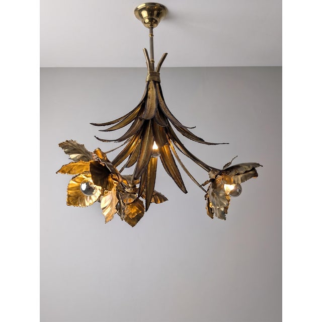 Vintage French Brass Chandelier from Maison Jansen, 1970s For Sale - Image 11 of 11