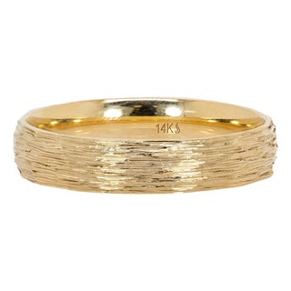 Nature-Inspired Tree Bark Men’s Ring | Solid 14k Gold For Sale