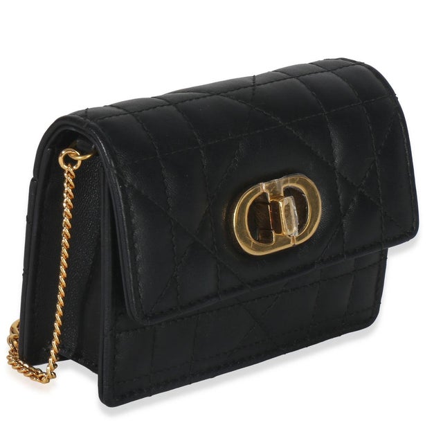 Contemporary Black Macrocannage Calfskin Micro Miss Caro Chain Bag For Sale - Image 3 of 9