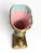 Vintage Gold & Turquoise Crackle Glaze Sculptural Ceramic Vase With Pink Interior For Sale In Portland, ME - Image 6 of 7