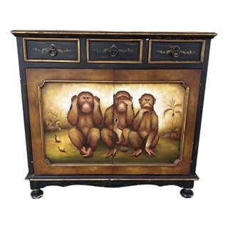 Habersham Paint Decorated British Colonial Style 40" Console Cabinet For Sale
