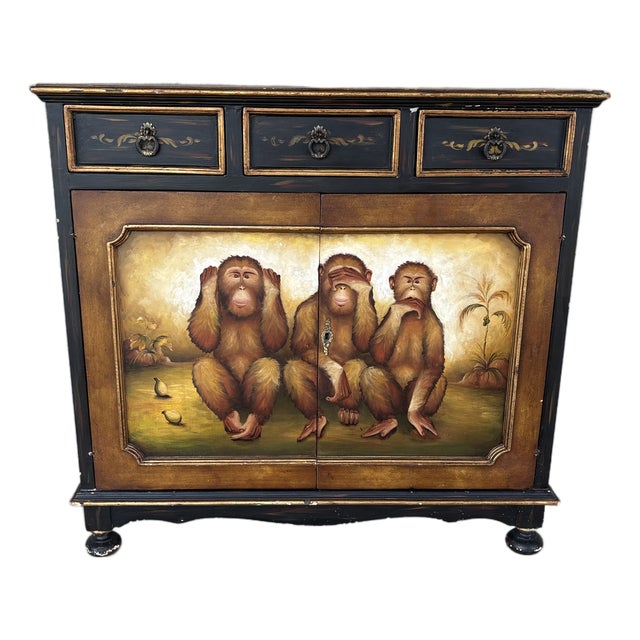 Habersham Paint Decorated British Colonial Style 40" Console Cabinet For Sale