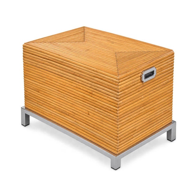 Pencil Reed Chest on Chrome Base, 1970’s. Style of Gabriella Crespi. Original Measures chrome base 31” long 19.25” deep....