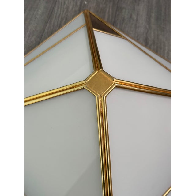 Metal Vintage Pyramid Ceiling Lamp in Glass and Metal, 1970s For Sale - Image 7 of 12