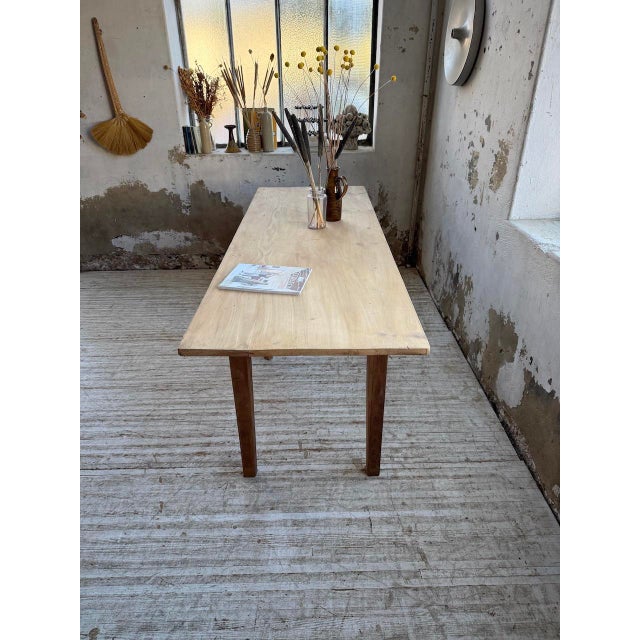 Brown Pine and Oak Farmhouse Table, 1950s For Sale - Image 8 of 18