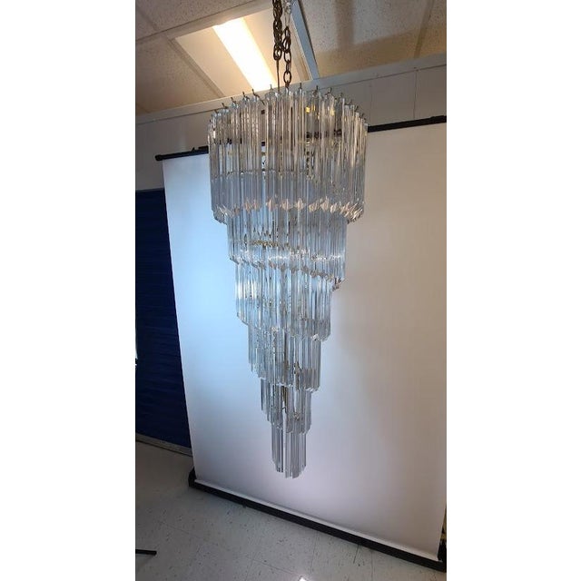 1970s Very Large Vintage Italian Murano Glass Spiral Chandelier 55" For Sale - Image 5 of 12