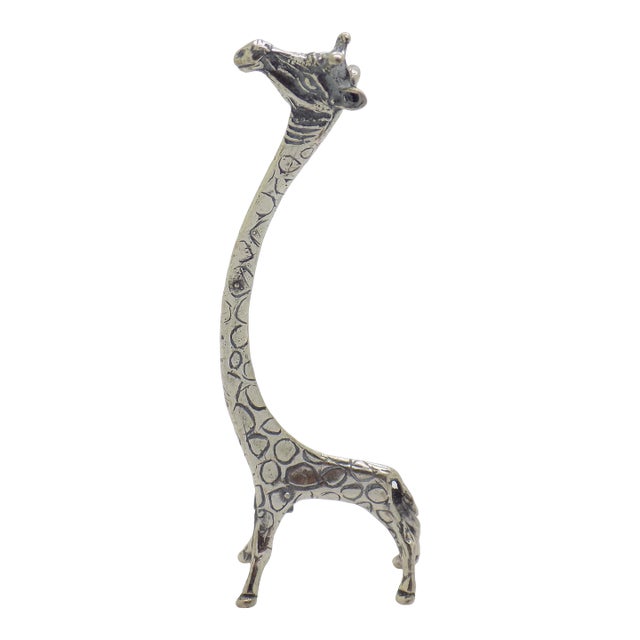 Vintage Italian Handmade Genuine Silver Stylized Giraffe Figurine Miniature For Sale