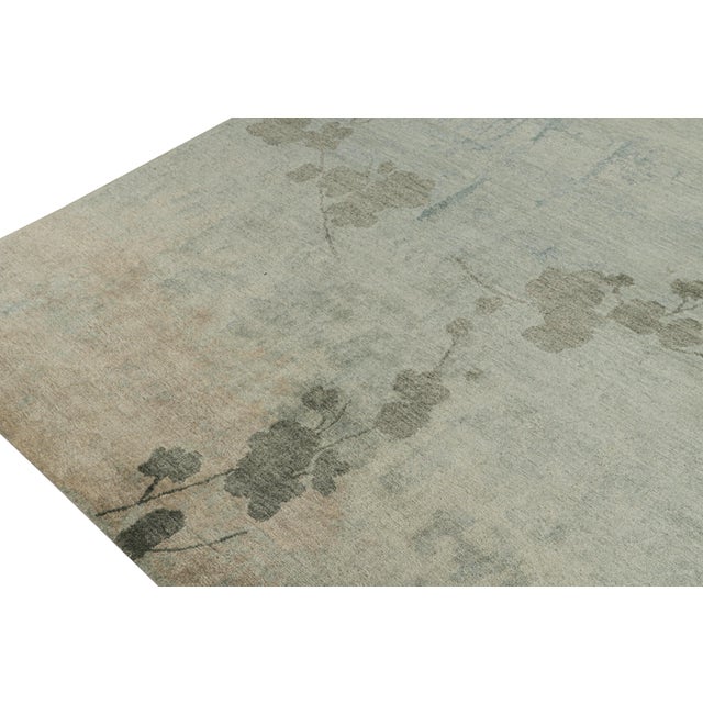 Rug & Kilim’s Abstract Rug in Blue and Gray With Floral Pattern For Sale In New York - Image 6 of 7