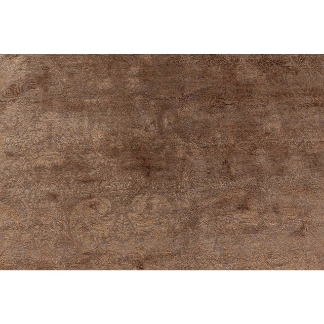 Modern S10 Tibetan Brown Floral Design Silk & Wool Rug by Doris Leslie Blau For Sale - Image 11 of 11