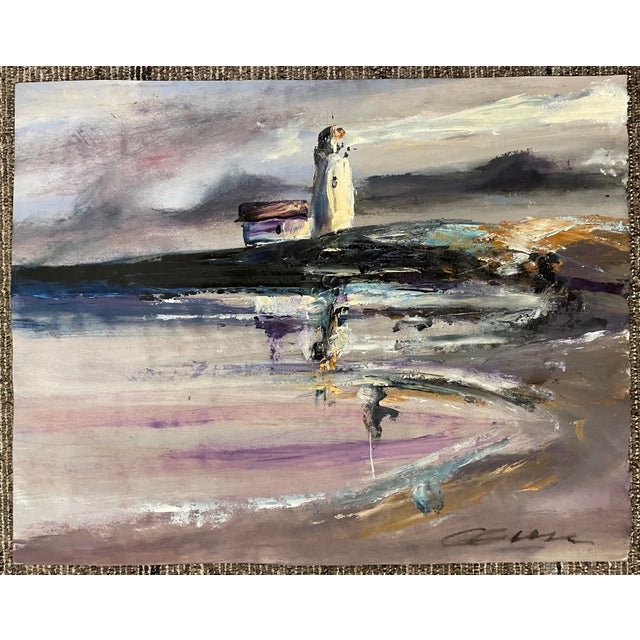 Abstract Coastal Lighthouse Painting For Sale - Image 4 of 4
