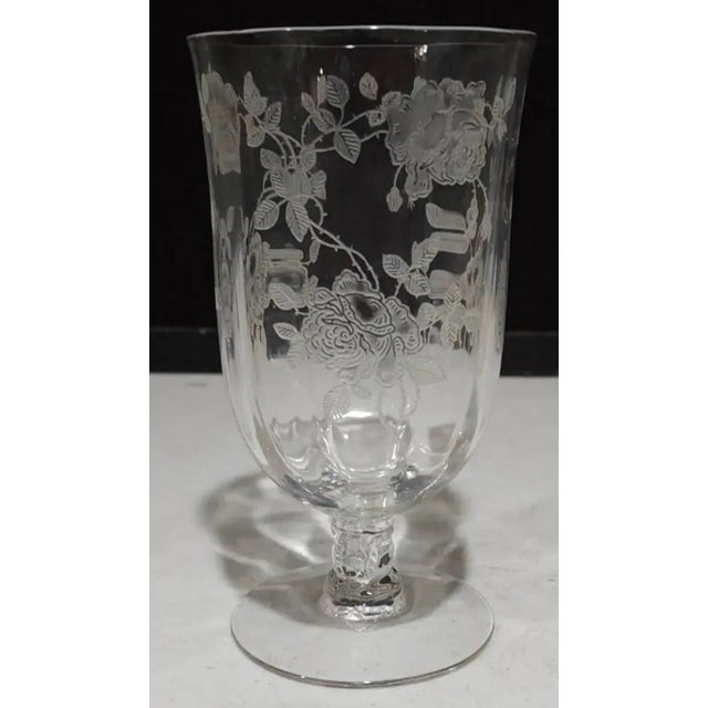 Set of 5 Fostoria Willowmere Etched Low Goblets - Footed Tumblers For Sale - Image 10 of 12