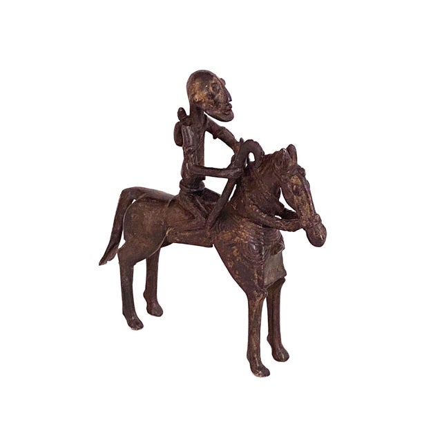 1980s Vintage African Dogon Bronze Horseman 6.5" H For Sale - Image 5 of 8