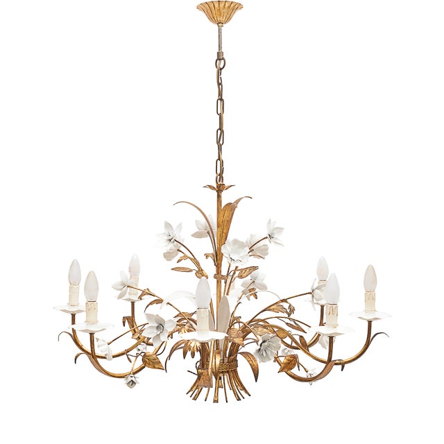 Florentine Eight-Light Chandelier from Masca, 1970s For Sale